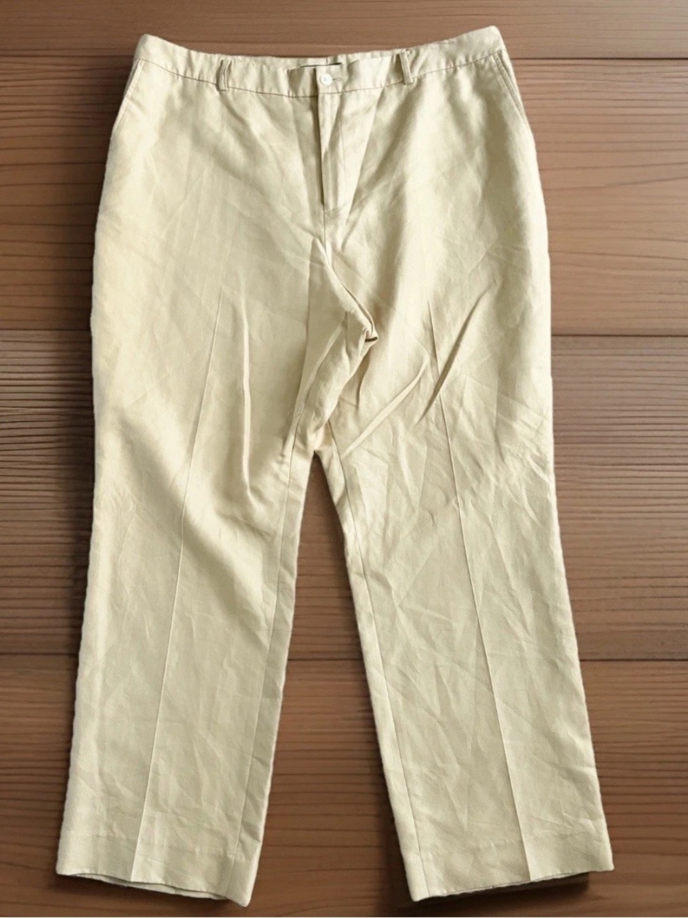 Vintage LAUREN RALPH LAUREN Pants Womens Size 22W Tan Silk & Cotton Lined Dress